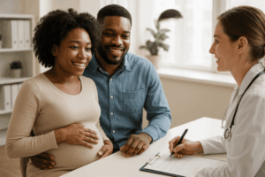 Stel bij de verloskundige